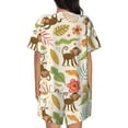 thumbnail image 6 of Rateoe Monkeys in the Jungle Pattern Women's Short-Sleeved Pajama Set - 2 Piece Soft and Lightweight Sleepwear Set-Medium, 6 of 7
