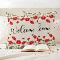 thumbnail image 4 of Outdoor Pillow Covers Pack of 2, Vintage Red Flower Leaves Bees Waterproof Throw Pillowcase Cushion Cases, Pastoral Floral on Linen Decorative Pillow Cover for Couch Sofa Home Bed Patio, 4 of 9
