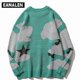 thumbnail image 4 of Harajuku vintage cartoon anime knitted sweater men winter oversized men's rock hip hop rap pullover women jumper ugly sweater, 4 of 4