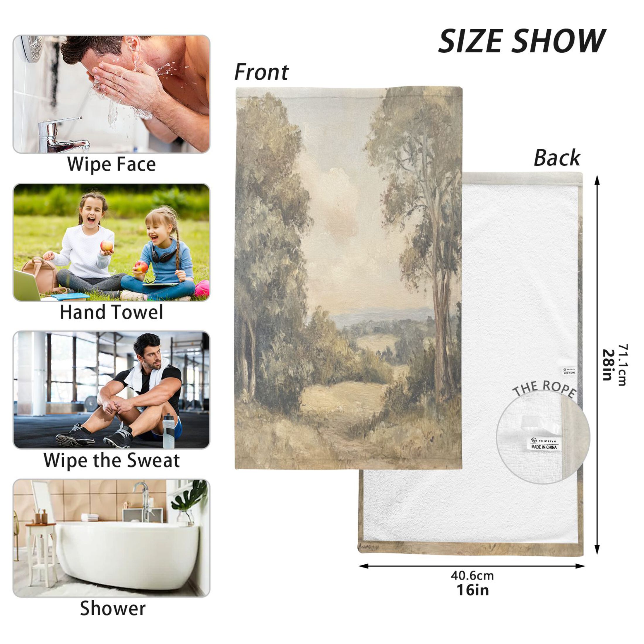 Cotton Towel Two-Piece 16x28 Inch One Sizex2 Face Towel Set Towel Set Cotton Hand Bath Towel Bathroom Beach The Beautiful Grey Forest