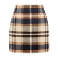 thumbnail image 2 of FASHOFT Christmas Plaid Skirts for Women Mini Skirt Fall Winter Elegant High Waisted Pencil Skirt Vintage Bodycon Wool Short Skirt Brown L, 2 of 5