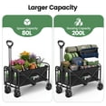 thumbnail image 2 of GVDV Collapsible Wagon Carts Foldable, 360lbs Heavy Duty Utility Folding Wagon with All-Terrain Wheels, Portable Beach, Camping, Shopping, Sports, Black, 2 of 10