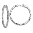 thumbnail image 4 of 14K White Gold Diamond Round Hoop with Safety Clasp Earrings, 4 of 7