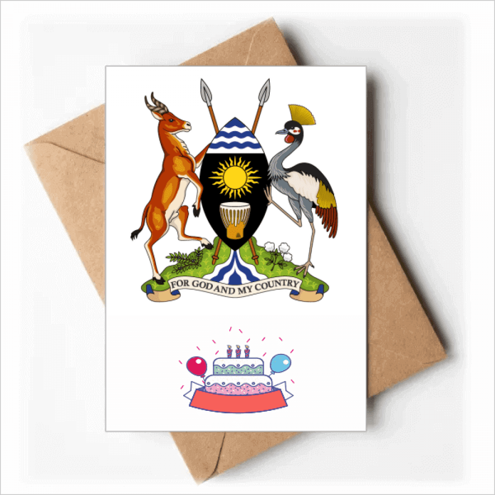 Uganda Africa National Emblem Happy Birthday Greeting Cards Envelopes ...