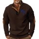 thumbnail image 5 of Blusa y camisa de manga larga con cuello alto para hombre, estilo casual, con estampado de palmeras color cacao, deportiva, con cuello alto, botones y patchwork, de poliéster., 5 of 8