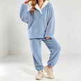 thumbnail image 4 of lcziwo Womens Fuzzy Pajamas Sets Winter Warm Fleece Sleepwear Comfy Soft Coral Fluffy Pjs 2 Piece Loungewear Plush Outfits Blue,M, 4 of 8