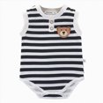 thumbnail image 3 of Baby Onesies BSummer Baby Boy Girl Striped Button Crew Neck Sleeveless Tank Tops Rompers Bodysuit Jumpsuit Playsuit One-Piece Outfit Clothes, 3 of 6
