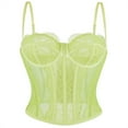 thumbnail image 2 of Sentmoon Women's Shapewear Bodysuits Shapewear Tummy Control Women Tight Fitting Fishbone Corset Eyelash Lace Shoulder Strap Corset Straps Tank Active for Lounge & Sleep Green XS, 2 of 6