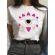 thumbnail image 1 of Camiseta de manga corta con estampado de ojos para mujer, camisetas informales, 1 of 6