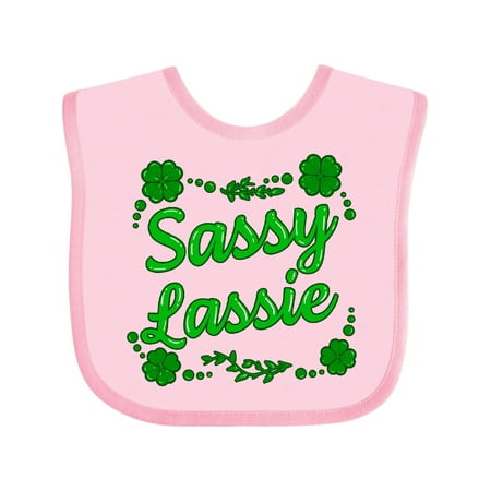 

Inktastic Sassy Lassy with Green 4 Leaf Clovers Boys or Girls Baby Bib