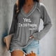 thumbnail image 2 of KIHOUT - Blusas casuales para mujer, liquidación 2024, moda clásica, estampado de letras, cuello en V, blusas básicas holgadas, camisetas de manga larga, blusas tipo túnica para otoño, 2 of 4