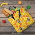 thumbnail image 6 of Naloa Honeycombs Tote Bag for Women, Foldable Tote Bag With Zipper, Large Shoulder Bag, Top Handle Handbag for Travel, Work, Shopping, 6 of 9