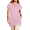 thumbnail image 2 of TGSLY Women's V Neck Tunic Tops Dressy Casual Short Sleeve Solid Color Shirts Relaxed A-Line Fit Curved Hem Blouses with Side Pockets XXXXL, 2 of 7