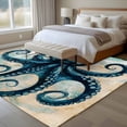 thumbnail image 4 of 6'x9' Area Rugs, Teal Blue Octopus Indoor Outdoor Area Rug for Living Room Bedroom, Summer Coastal Beach Wave Washable Bathroom Rugs Kitchen Floor Carpet Mats Home Decor Aesthetic, 4 of 8