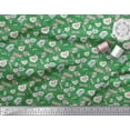 thumbnail image 2 of Soimoi Green Rayon Crepe Fabric Floral & Letter Vintage Print Sewing Fabric Yard 46 Inch Wide, 2 of 3