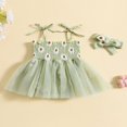 thumbnail image 3 of Combinaison d'Été pour Nouveau-Née Fille, Robe Sans Manches en Tulle à Imprimé Marguerites + Bandeau, 3 of 9