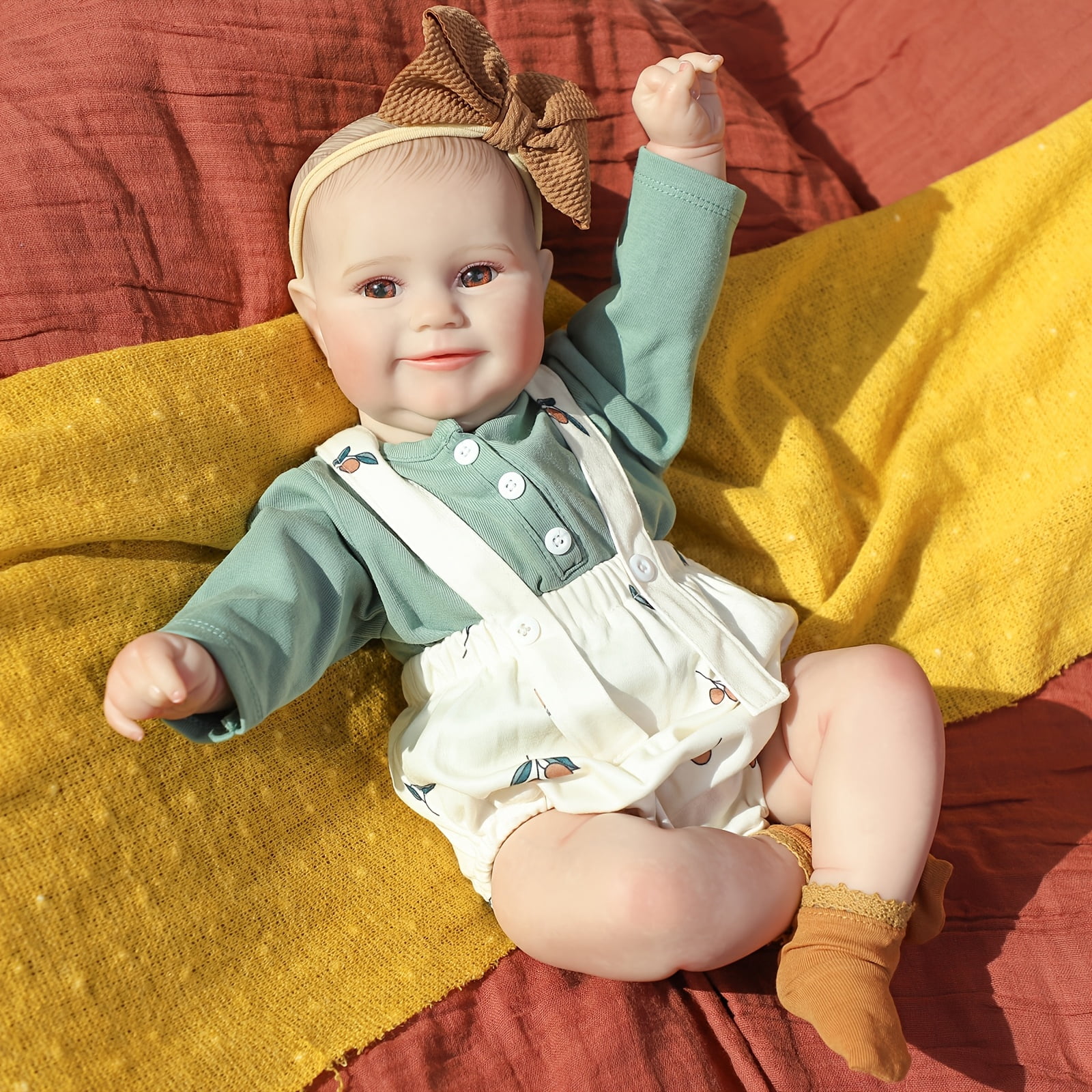 20 Inch Reborn Baby Doll Maddie, Realistic Hand-Painted Hair Baby Doll With Open Eyes And Charming Smile, Includes Extra Accessories, Perfect Gift For Kids