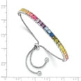 thumbnail image 2 of Primal Silver Sterling Silver Rhodium-plated 4mm Channel-set Colorful Cubic Zirconia Adjustable Bolo Bracelet, 2 of 4