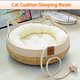thumbnail image 2 of Summer Cat Bed Woven Removable Upholstery Sleeping House Cat Scratch Floor Rattan Wear-resistant Washable Cat Pet Supplies ShopWise Round, 2 of 7