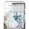 thumbnail image 4 of No Hook Shower Curtains with Snap-in Liner Set, Ocean Turtle Waterproof Hotel Style Bathroom Shower Curtain, Blue Coral Coastal Starfish Nautical Shell Mesh Top Window Bath Curtains 36''x72'', 4 of 6