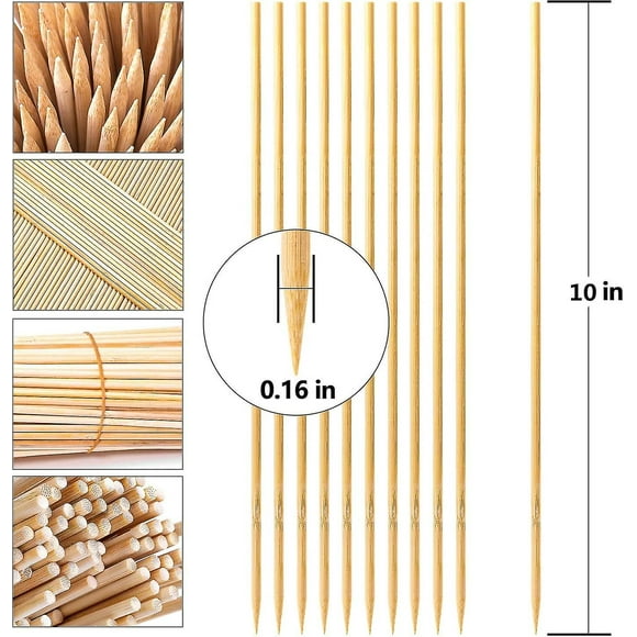 500pcs Natural Bamboo Skewers, 4mm Thick Sturdy Wood Skewers For Bbq, Fruit Kabob, Appetizer, Grilling, Shish Kabob, Hot Dog Forks, Marshmallows (10")