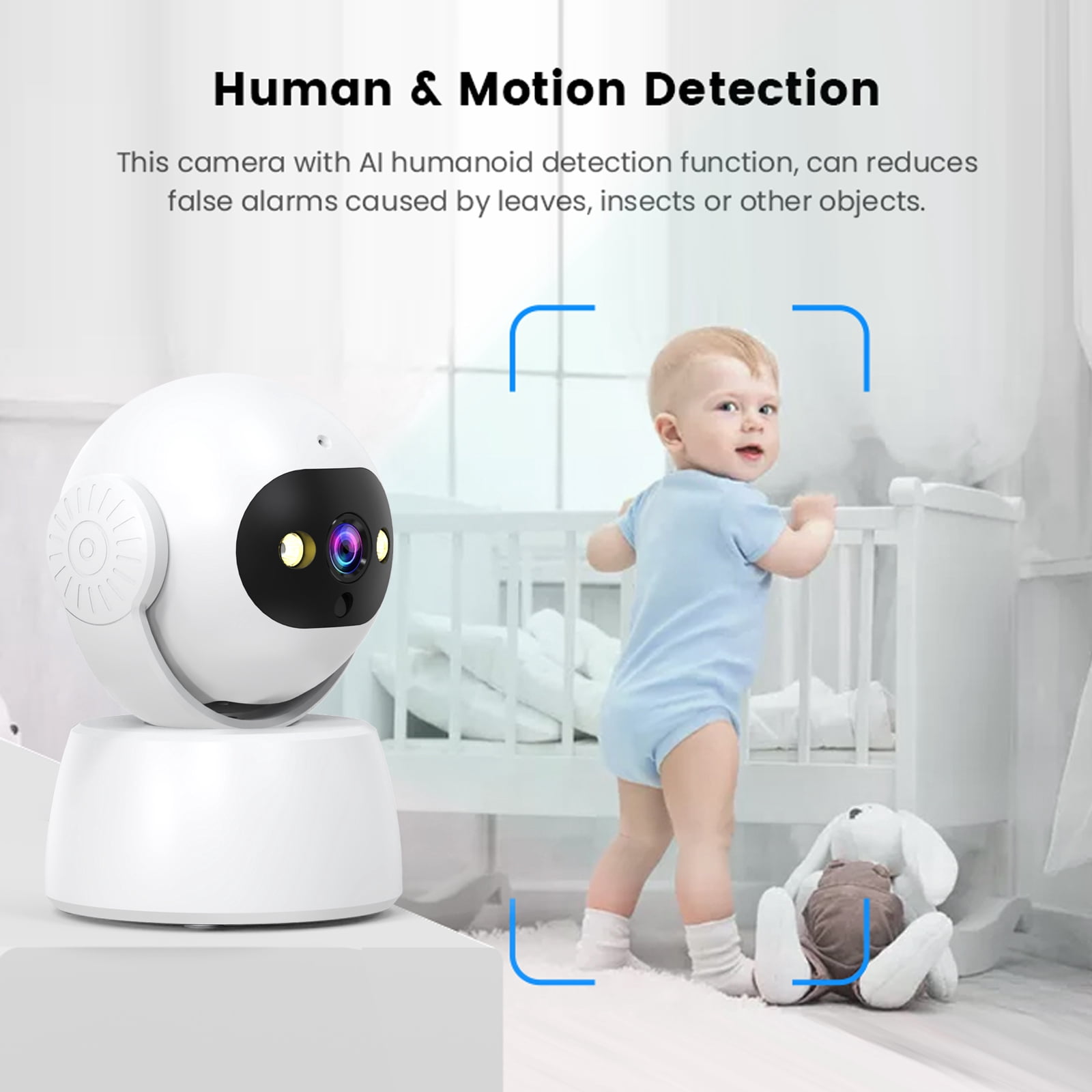 2K Security Camera Indoor, 3MP WiFi Home Camera with 355° Pan 180° Tilt, Motion Detection & Human Alert, Color Night Vision, SD Card & Cloud Storage, Baby/Elder/Pet Monitor, White