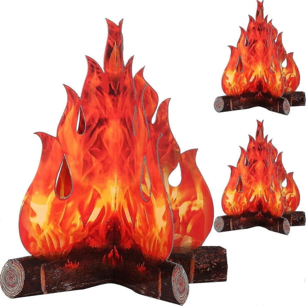 3d Flame At Camp Center Orative Board Artificial Flame Fte Orative (set Of 3)