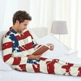 thumbnail image 6 of Picia Vintage American Flag Pattern Men’s Long-Sleeve Sleepwear Set - Soft 2-Piece Loungewear with Pockets, Comfy PJs for Relaxing Nights-Large, 6 of 7