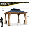 Mellcom 13'x11' Hardtop Cedar Wood Gazebo, Outdoor with Curtains ...