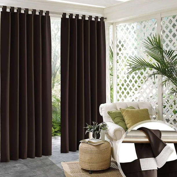 Detachable Top Outdoor Curtains For Patio Waterproof Thermal Insulated Blackout Curtain Screen Garden Terrace Porch Lanai 52 Inch Wide X 120 Inches Long 2 Panels Brown Com Detachable Top Outdoor Curtains For, Outdoor Curtains 120 Inches Long