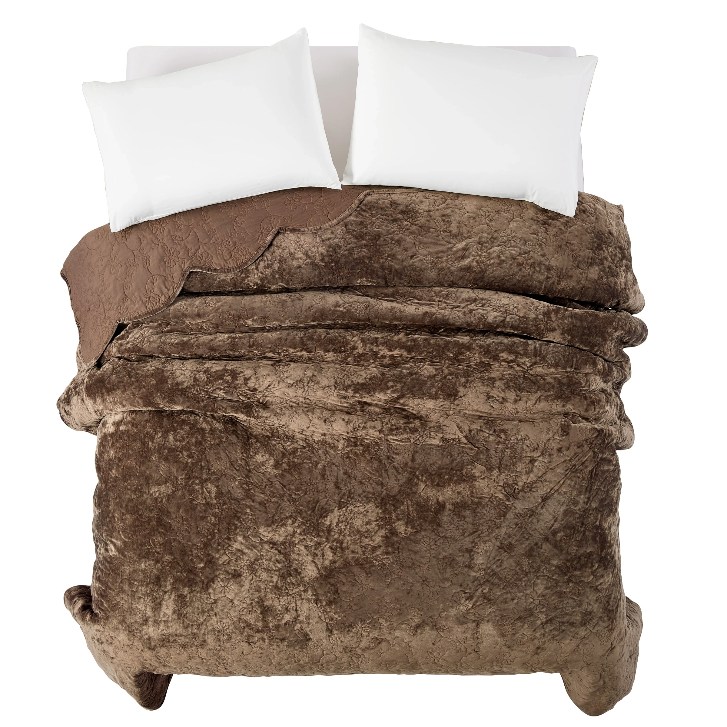The Pioneer Woman Eloise Floral Velvet Quilt, King, Rich Brown