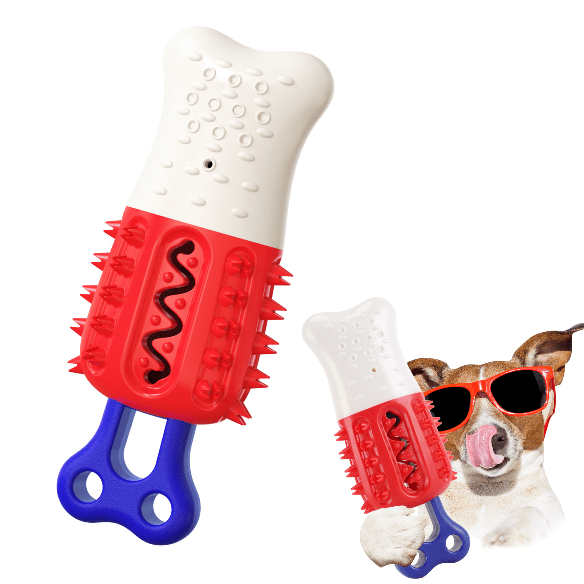 Happifox - Dog Chewing Toys - Pet Frozen Cooling Toys For Puppy Teething - Red And White