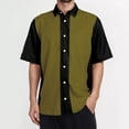 thumbnail image 5 of MNCEKFOD Mens Shirt Casual Color Block Printed Shirt Short Sleeve Button Down with Pocket Classic Fit Mens Tee Shirt Green M, 5 of 6