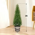 thumbnail image 4 of ROMSWI 3 ft Artificial Cedar Tree with Planter Set 2 Faux Topiary Cedar Plants Realistic Potted Plants for Home Porch Office Decor Faux Pine Tree for Housewarming Gift, 4 of 11