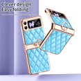 thumbnail image 4 of SaniMore Case for Samsung Galaxy Z Flip 3 6.7" 2021, Back Lens Screen Protector + Metal Ring Kickstand Women Girl Retro PU Leather Hard PC Shockproof Protective Bumper For Galaxy Z Flip 3, Blue, 4 of 7