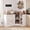 White, variant on HiJob 47.3" Wide Corner Coffee Bar Cabinet with Charging Station and 2-Tier Lazy Susan, L-Shaped Kitchen Fluted Buffet Sideboard with Drawer and Microwave Shelf, White