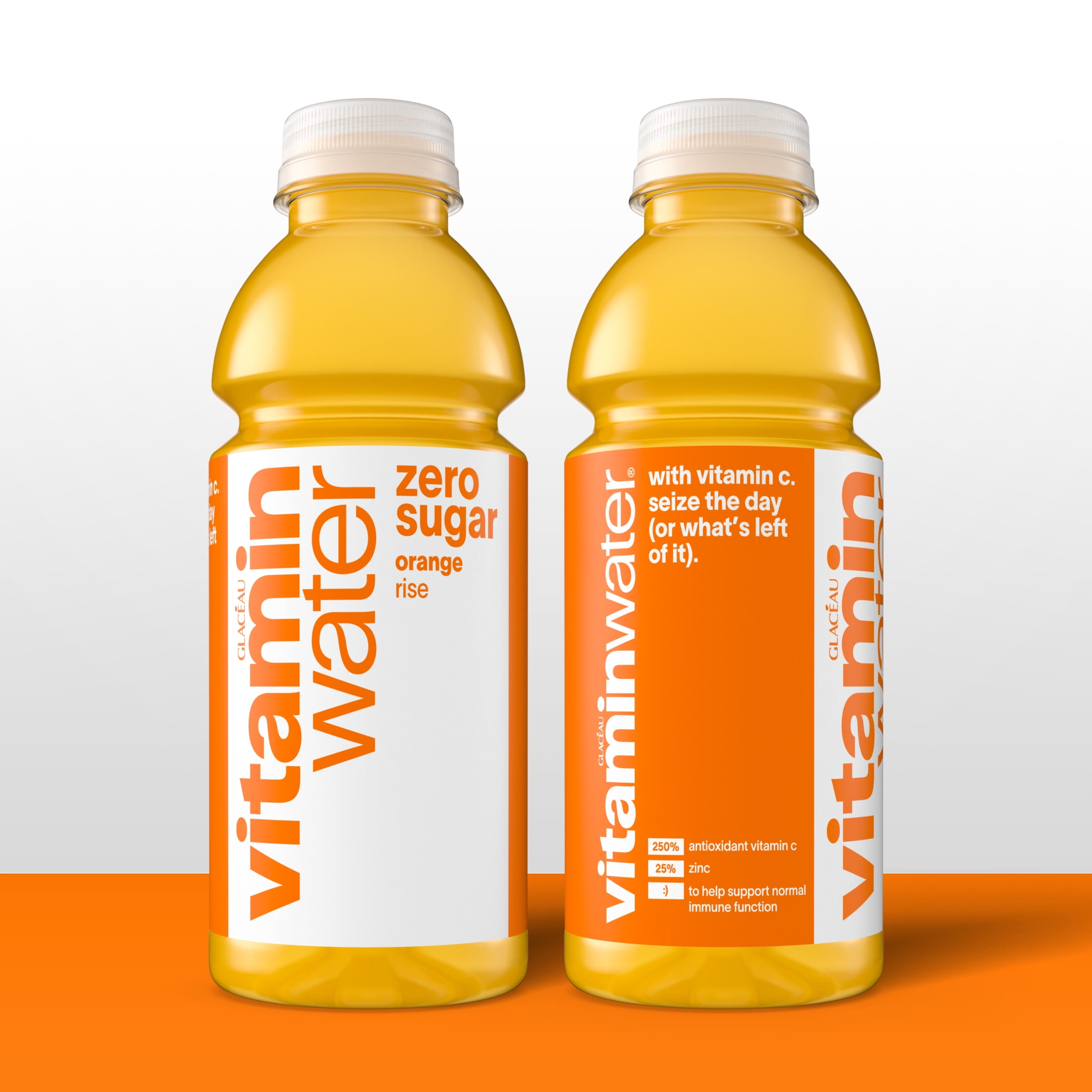 vitaminwater Rise Zero Sugar Orange Flavored Water Beverage Bottles, 16.9 fl oz, 6 Pack
