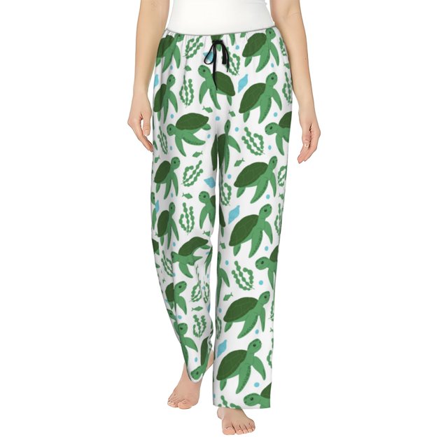 Fotbe Cartoon Turtle Pantalones de Pijama para Mujer, Pantalones de Dormir, Pantalones Pj con Cordón y Bolsillos-X-Large