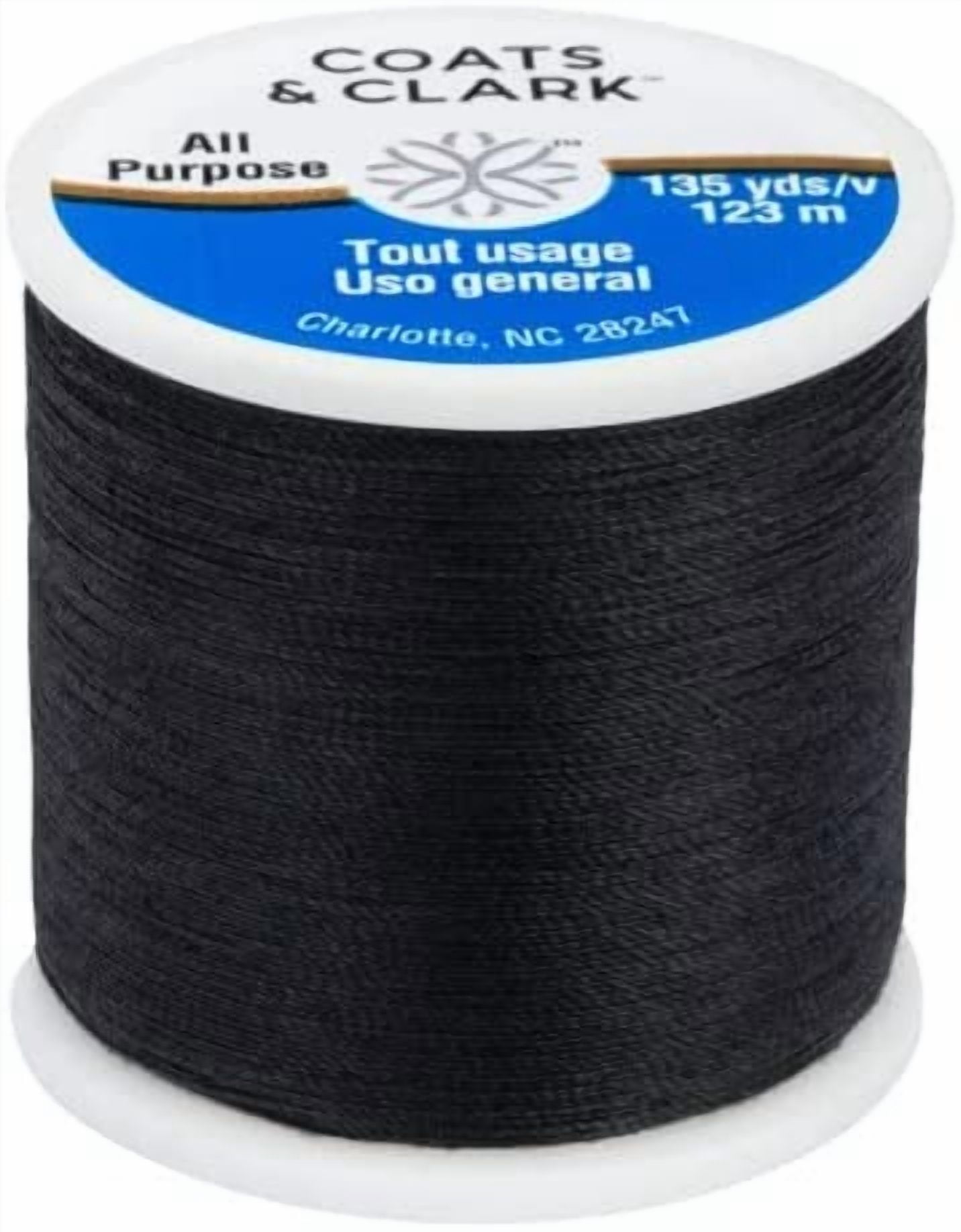 2 Pack - 1 Black and 1 White Dual Duty All Purpose Thread - 135 Yards Each Spool - Bundled with 30 Assorted Hand Needles and Needle Threader