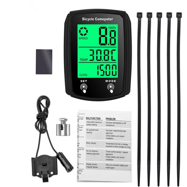 Bicycle computer – Speed - odometer – bicycle computer - Real-time speed display – Waterproof design – Large LCD screen – Touch control
