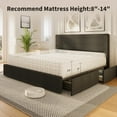 thumbnail image 4 of GloryStar Bed Frame with 4 Storage Drawers, Platform Bed Frame Full with Upholstered Channel Tufted Wingback Headboard, Strong Wooden Slats Support, No Box Spring Needed, 4 of 8
