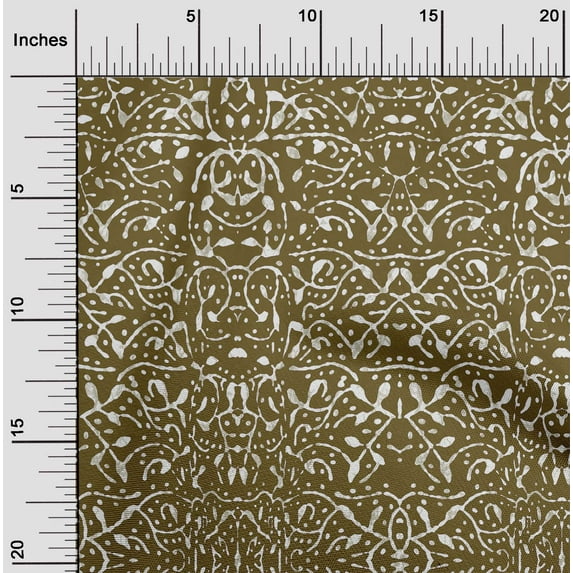 oneOone Georgette Viscose Dark Olive Green Fabric Abstract Block Dress Material Fabric Print Fabric By The Yard 42 Inch Wide