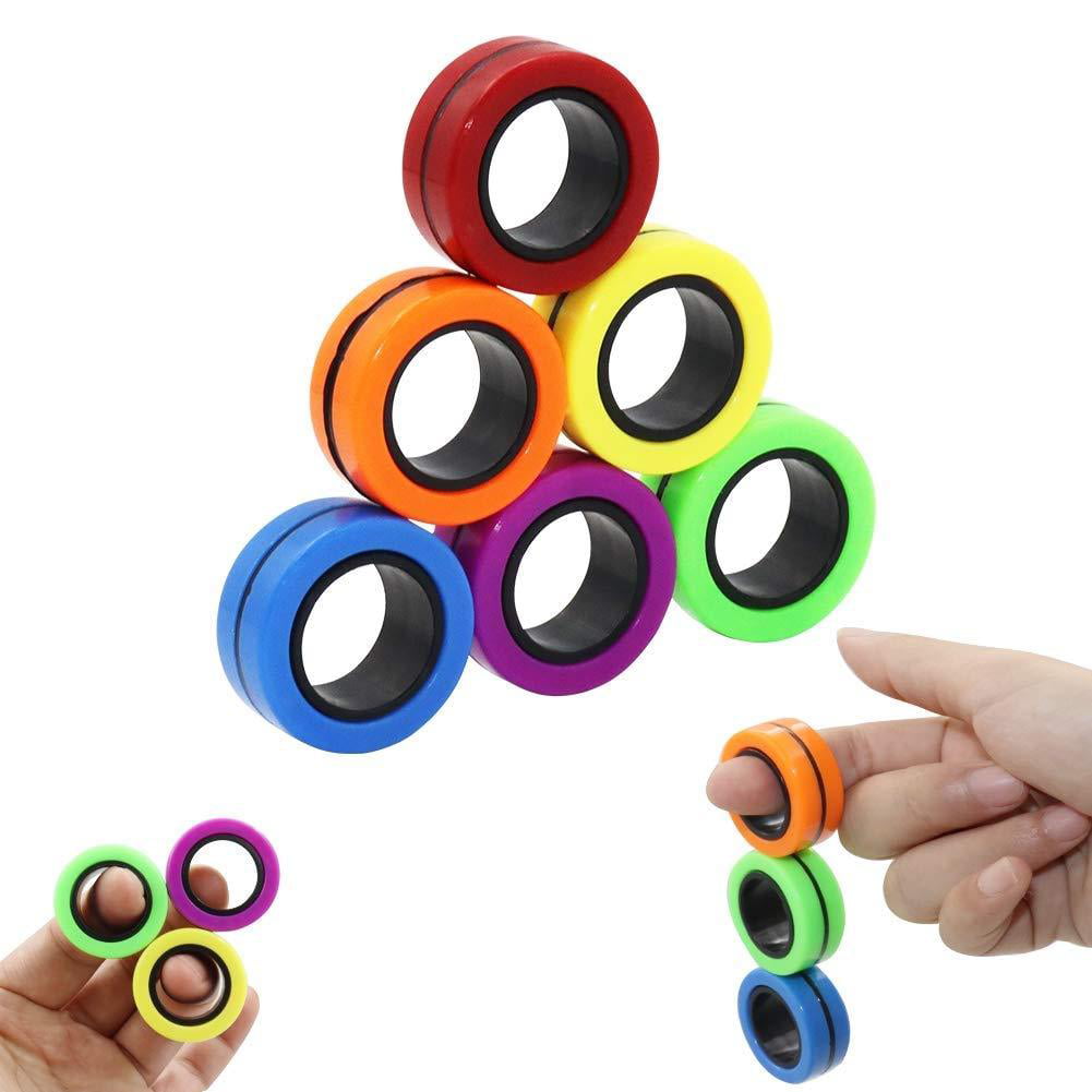 Decompression Fidget Magnetic Rings Great Fidget Rings Set for Adults/Teens/Kids. Colorful Fidget Magnet Rings WOCNIB 9 Pcs Finger Magnetic Rings 