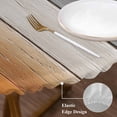 thumbnail image 3 of Burnt Orange Gray Ombre Round Tablecloth, Fitted Table Cover with Elastic for 55"-60" Round Tables, Vintage Farmhouse Wooden Table Cloth Outdoor Indoor Dinning Party Waterproof Tablecloths, 3 of 7