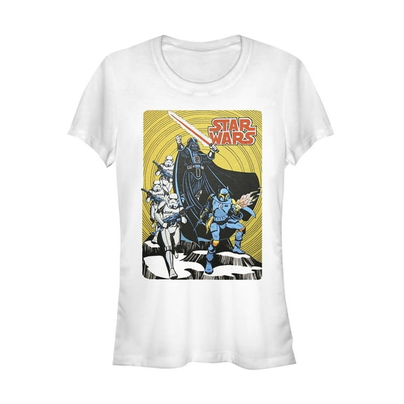 Junior's Star Wars Vintage Dark Side Cover Graphic Tee White Large
