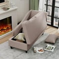 thumbnail image 3 of Yongqiang Indoor Storage Chaise Lounge Upholstered Fabric Lounge Chair Living Room Bedroom Corner Small Chaise Sofa Recliner with Wood Legs (Right Arm) Tan, 3 of 7