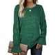 thumbnail image 2 of Jersey Cuello Redondo Manga Larga Trompeta Color Sólido Casual Cómodo Mujer Top Verde S, 2 of 5