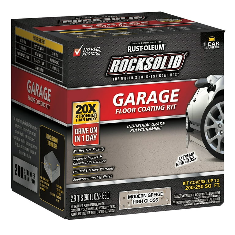 Modern Greige Rust Oleum RockSolid Garage Floor Coating Kit 381086 High Gloss 1 Car 90 oz Kit 2 Pack Walmart