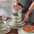 thumbnail image 3 of Vesteel 18 Pieces Dinnerware Set, Ceramic Plates and Bowls Set for 6, Handcrafted Speckled Stoneware Dishes Set for Home, Microwave & Dishwasher Safe - Light Green, 3 of 11