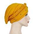 thumbnail image 5 of Teissuly Women Beading Braid India Hat Muslim Ruffle Chemo Beanie Turban Wrap Cap, 5 of 5